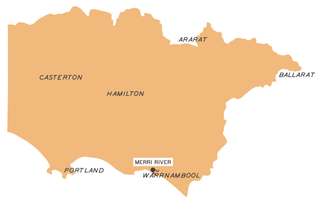 Map - Glenelg Hopkins region, depicting the location of the Merri River Alliance