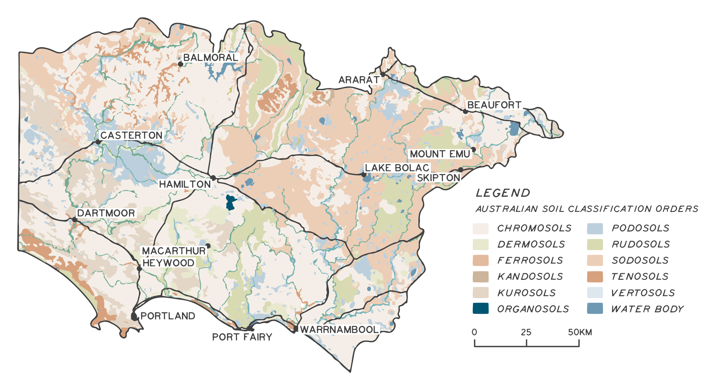 Distribution of Australian Soil Classification Orders in the Glenelg Hopkins region