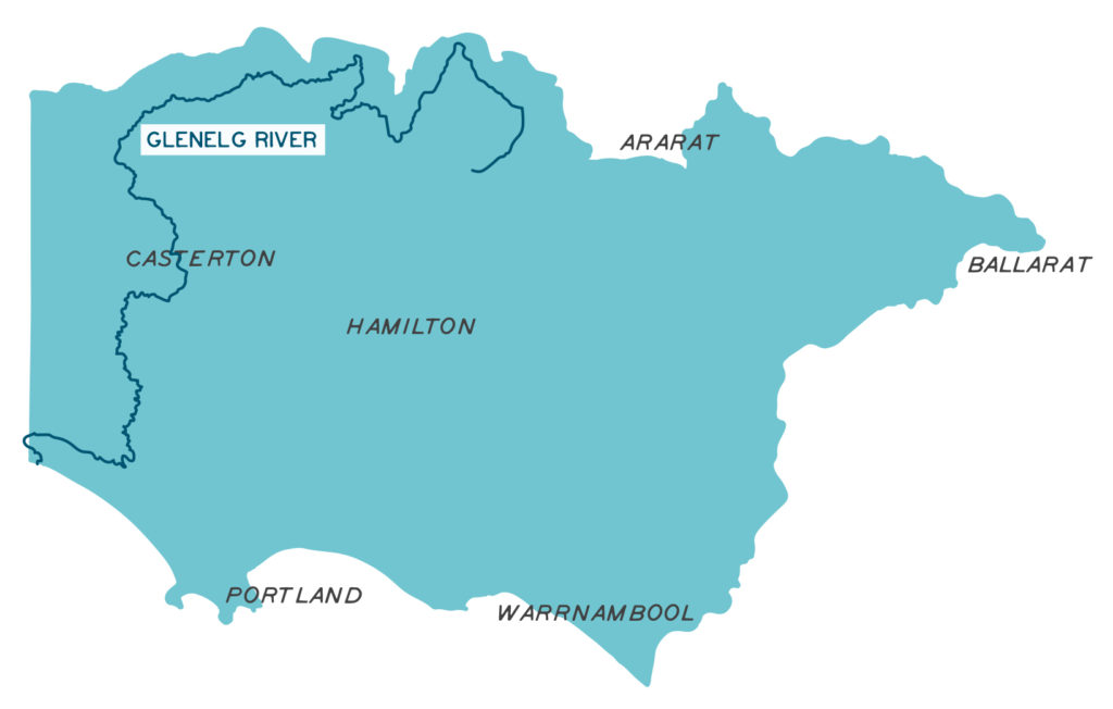 Map - Glenelg Hopkins region depicting the location of the Glenelg River