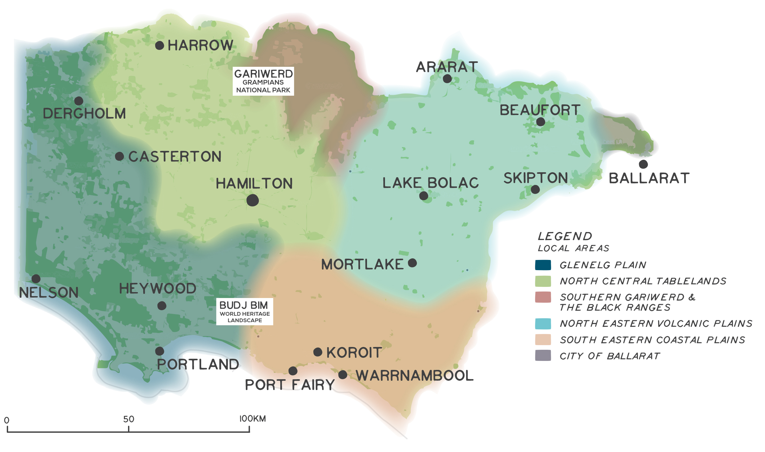 Map - Glenelg Hopkins region, depicting local areas